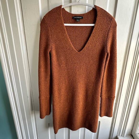 Something Navy Arielle Charnas Rust Ribbed Sweater Dress - Picture 2 of 8